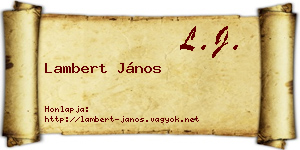 Lambert János névjegykártya